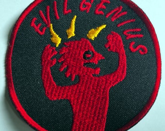 Evil genius, funny patch - embroidered patch, 3,2 X 3,2 INCH