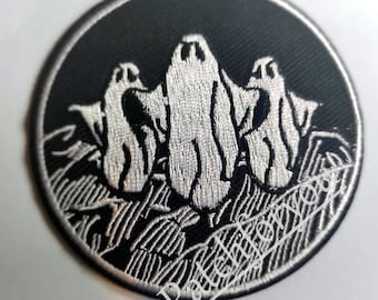 Ghost patch, Spooky Halloween patches for jackets, - embroidered patch, BUY 3 GET 4, 2,8 X 2,8 INCH
