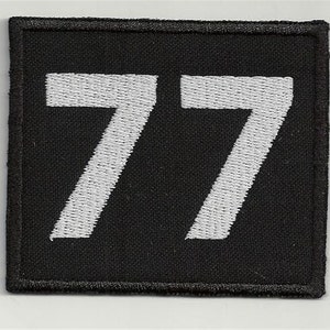 Number 77, lucky number - embroidered patch, BUY3 GET4, 2,4 X 3,2 INCH