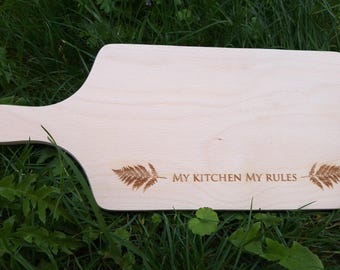 My Kitchen My Rules, Personalized Cutting Board With Handle, 35 X 16 cm. Wedding Gift, Engagement Gift For Couple, Couple Gift