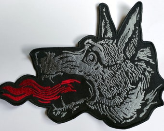 Wolf Head - Embroidered Back Patch, BUY 3 GET 4, 11,2 X 8,8 Inch