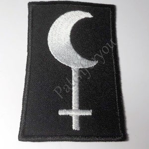Lilith Symbol / Dark Feminine Energy / Occult, Lucifer, Demon, Moon Symbol, Black Metal, Magick, - embroidered patch, 3,2 X 2 INCH