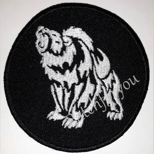 May include: White embroidered bear silhouette on a black circular patch.