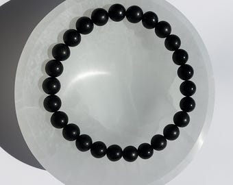New, Natural Black Turmaline Bracelet 10 mm, Wrist circumference ~ 18 cm. - 20 cm. ( Top protection for Muladhara chakra ).