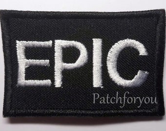Epic Text Words, Clothing Vest Jacket Hat Uniform Costume Backpack, Powerful Gamer Funny Saying - embroidered patch, 1,5 X 2,8 INCH