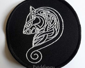 Celtic Wolf - embroidered patch, BUY3 GET4, 3,2 X 3,2 INCH