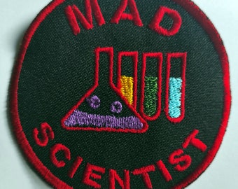 Mad scientist, funny patch - embroidered patch, BUY 3 GET 4, 3,2 X 3,2 INCH