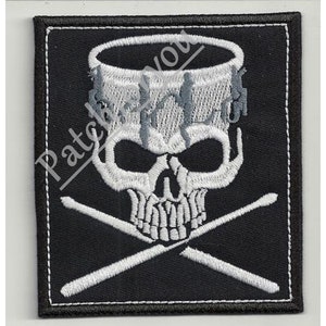 Horror, Skull, drummer patch, Spooky Halloween patches for jackets, - embroidered patch, BUY 3 GET 4, 4 X 3,2 INCH