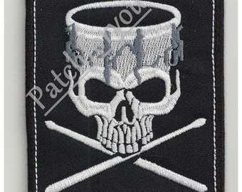 Horror, Skull, drummer patch, Spooky Halloween patches for jackets, - embroidered patch, BUY 3 GET 4, 4 X 3,2 INCH