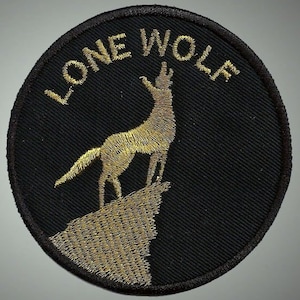 Lone wolf - embroidered  back patch,  BUY3 GET4, 8 X 8 INCH