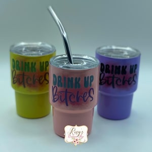 Drink Up B*tches Mini Tumblers Trio: 3oz Stainless Steel Shot Tumblers