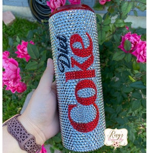 Rhinestone Diet Coke Tumbler: Silver Bling 20oz Stainless Steel