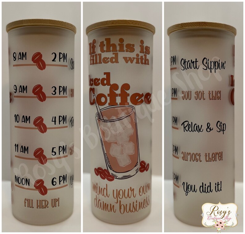 Iced Coffee Tumbler 25oz Frosted Glass Tumbler Iced Coffee Etsy