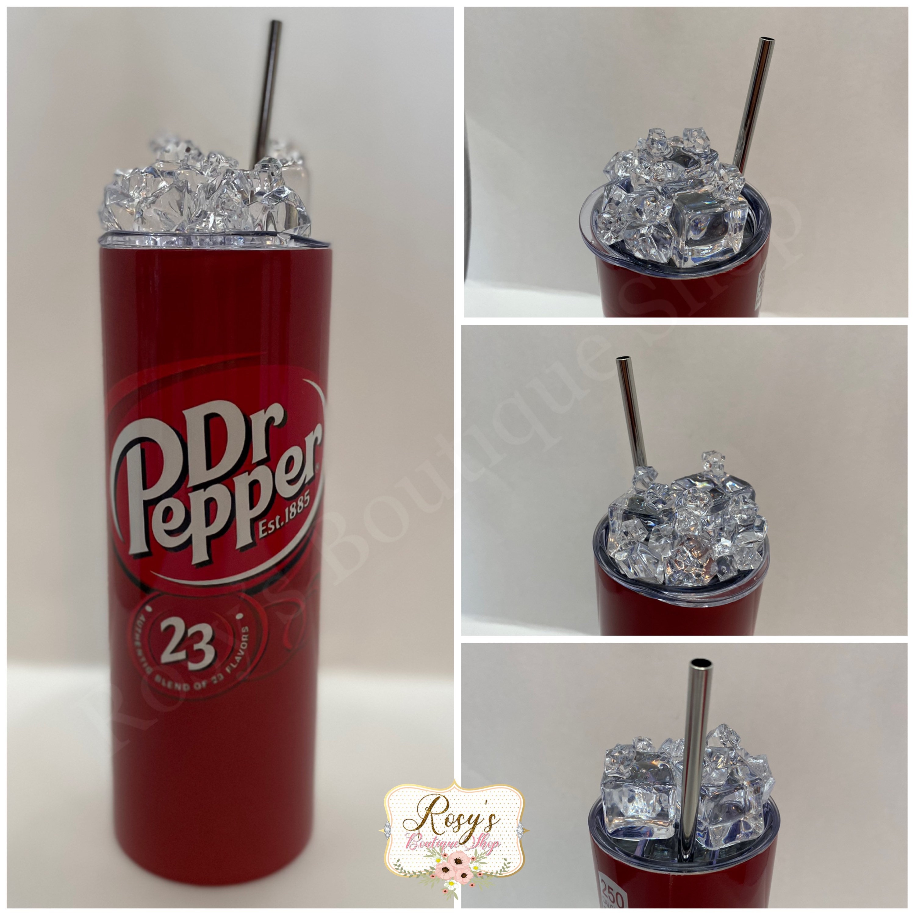 Lot of 6 Clear Plastic Dr. Pepper Drinking Glasses Tumblers Cups