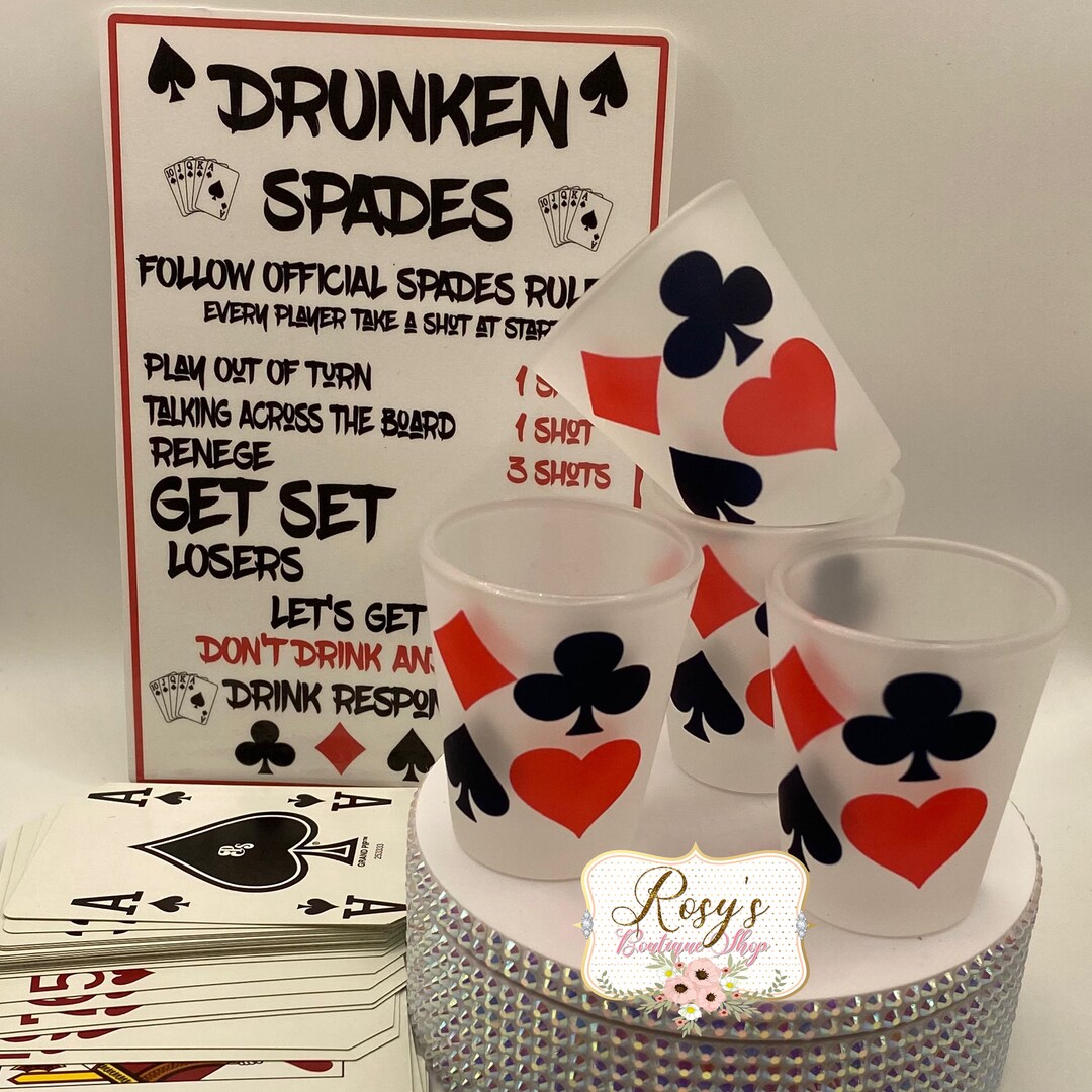 Drunken Spades Drinking Game Shot Glasses 1.5oz Shot Glasses Drinking