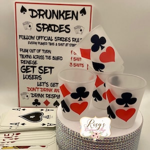 Vasos de chupito para el juego de beber Drunken Spades / Vasos de chupito de 1.5 oz / Juego para adultos / Juego de noche de juegos para adultos / Vasos para juegos de cartas / Regalos