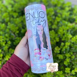 Enjoy Today Pink Spa Day 20oz Tumbler: Self Care Gift