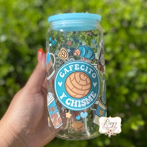 Cafecito y Chisme Glass Cup: Conchas Pan Dulce 16oz Libbey Cup