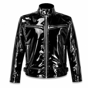 Men’s Black Shiny PVC Vinyl Jacket