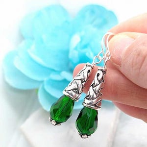 Boucles d&#39;oreilles pendantes en argent sterling et cristal - 5 cm