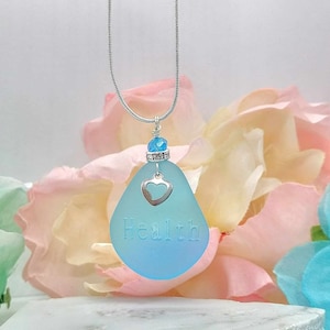 Personalisierte Sea Glass Inspirational Halskette Anpassbare Strand Schmuck Geschenk für Strand-Liebhaber Strand Stein Anhänger Personalisierte GESUNDHEIT
