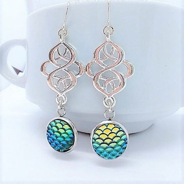 Fish Scale Earrings Etsy