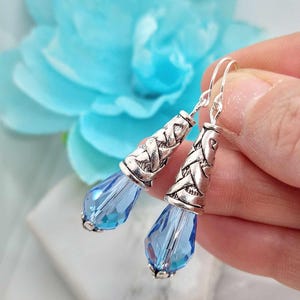 Boucles d&#39;oreilles pendantes en cristal en forme de larme : bijoux de mariée en argent sterling