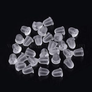 Clear Rubber Earring Backs: Soft Plastic Ear Nuts (4x4mm)