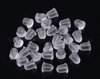 Clear Rubber Earring Backs: Soft Plastic Ear Nuts (4x4mm)