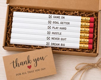 Soccer Team Gift Pencils, Soccer Coach Thank You Gift, End of Season Team Gifts, Soccer Party Favor, Team Banquet Gift, Soccer Pencil Set