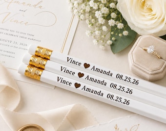 Personalized Wedding Pencils, Custom Couple Name Pencils, Engagement Gift, Bridal Shower Gift, Wedding Favor, Personalized Pencils