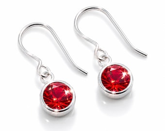 July Birthstone Jewelry Set, Ruby Crystal Necklace and Earrings Set, Dainty Silver Jewelry, Minimalist Ruby Jewelry, Birthday Gift for Her
