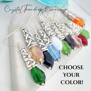 Boucles d&#39;oreilles pendantes en cristal en forme de larme : bijoux de mariée en argent sterling