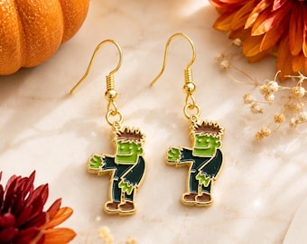 Frankenstein Earrings, Halloween Earrings, Monster Earrings, Spooky Cute Jewelry, Halloween Jewelry, Frankenstein Gift, Fall Earrings