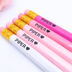 Personalized Pink Pencils Set of 6 | Custom Name Pencils | Teacher Gift | Back to School Supplies | Kids Gift | Stocking Stuffer