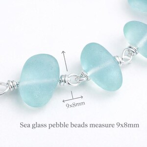 Frosted Aqua Sea Glass Bracelet • Coastal Silver Jewelry • Lightweight Everyday Bracelet • Beach Inspired Gift image 2