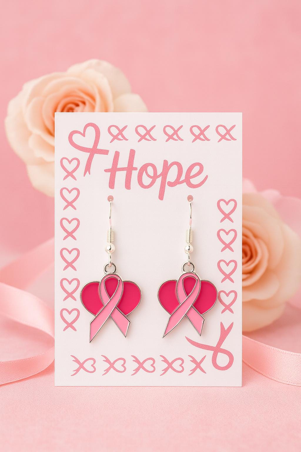 10 Paires De Boucles D'oreilles Rose Sensibilisation Cancer Du Sein - Élégantes, Légères - Pour Octobre Rose