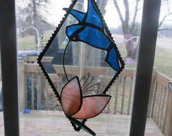 Stained Glass Hummingbird Prism, Window Sun Catcher