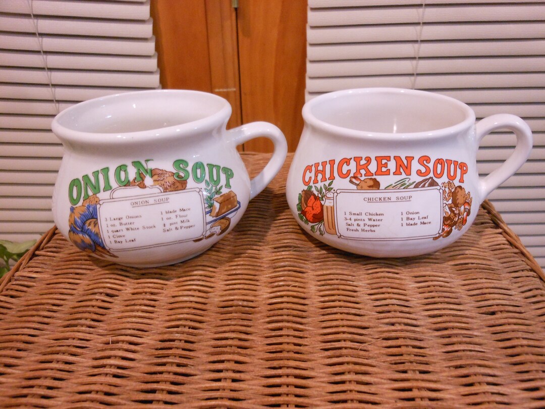 Vintage Soup Recipe Bowls, 1980s, Set Etsy