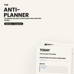 Paquete Anti-Planificador / Lista de tareas sin presión, descarga de ideas, reinicio semanal / Sin fecha (PDF imprimible y rellenable)