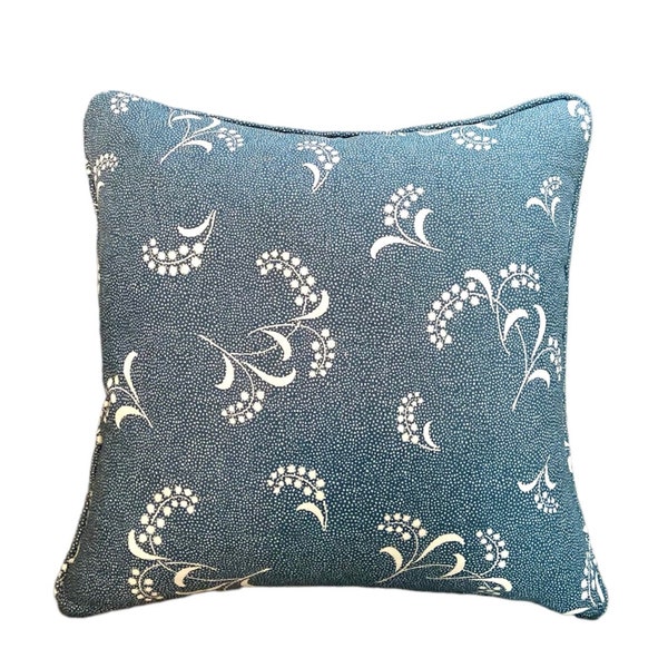 Carolina Irving Textiles, Mimosa in Delft Blue floral motif pillow cover
