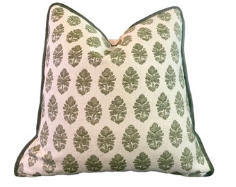 Indian Garden, Paisley in Green - Green flower pillow cover - Designer Pillow Cover