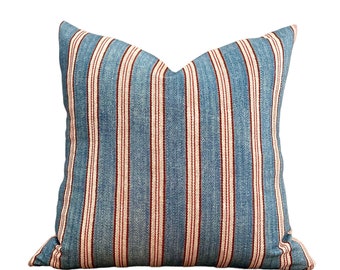 Robert Kime pillow cover, Tynemouth Ticking Blue