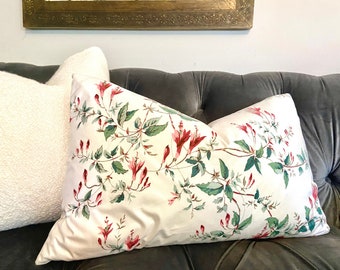 Colefax and Fowler Chintz Pink and Green Fuschia Floral, Botanical Pillow Cover