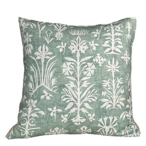 Lewis and Wood, Papyrus in Malachite, Green pillow cover