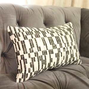 Abacus in Black-  Saya Sweater Pillow Cover - Black Boho Pillow Cover - Black Woven striped graphic pillow