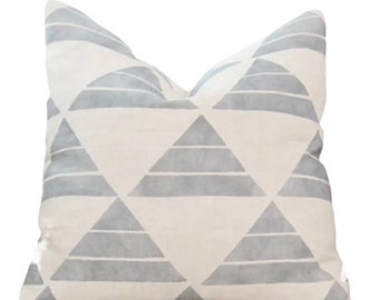 Paskal - Designer Triangle - High End - Blue Pillow Cover - Geometric Throw Pillow - Neutral Pillow - Tribal