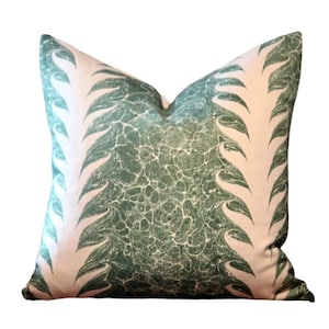 Beata Heuman, Palm Drop in Sea Green / Chalk Pillow Cover