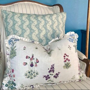 Lisa Fine, Vita in Ivory pillow cover, Floral pillow cover blue and burgundy