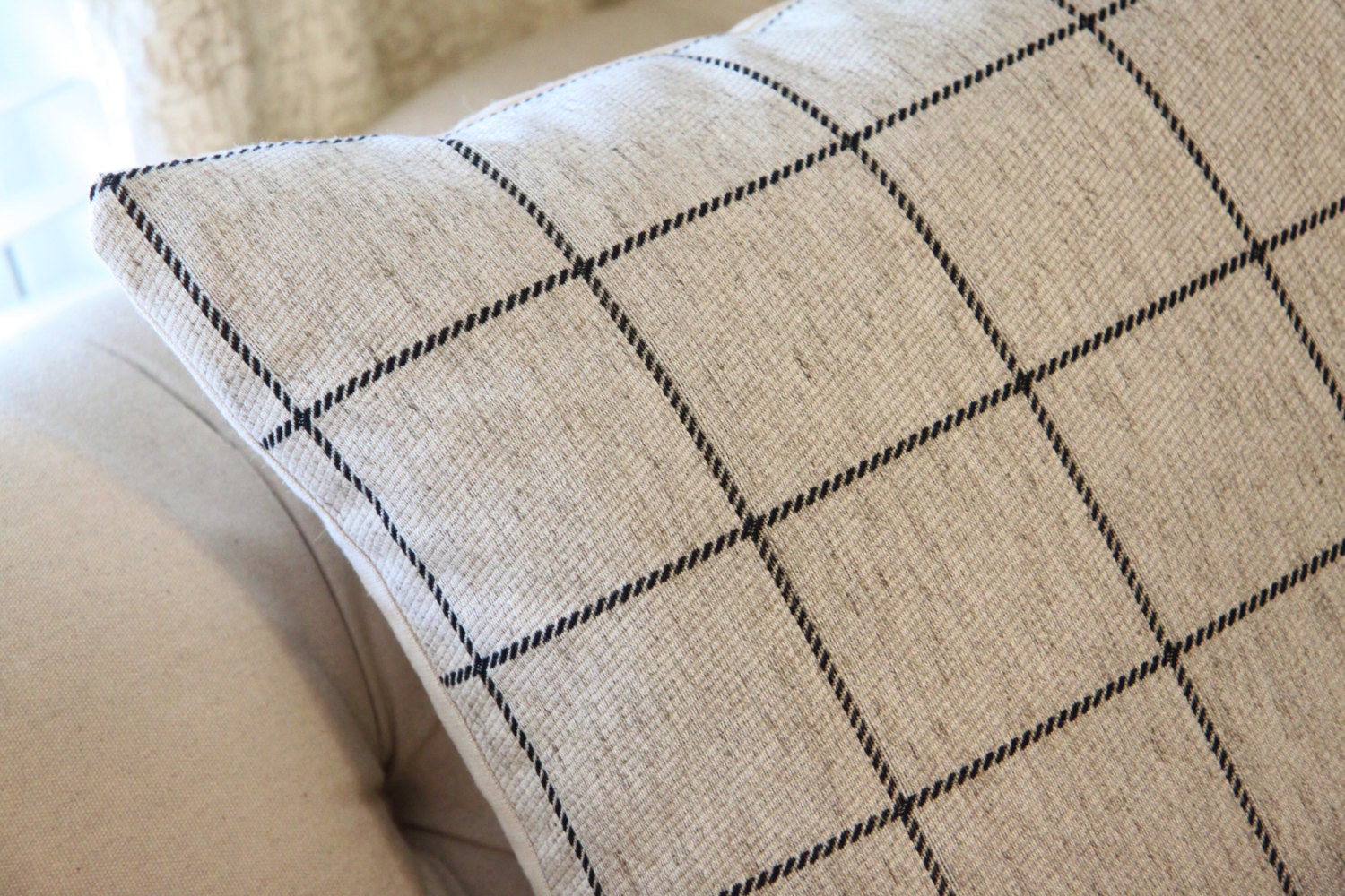 Check Pillow Cover Black Gray & Ivory Plaid Pillow Cover Etsy